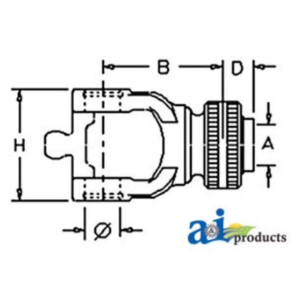A & I Products Tractor yoke, CV, slide collar, 1 3/4" 20 spline 5" x5" x8" A-141028360